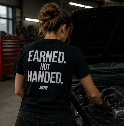 Earned Tee. NOT HANDED.